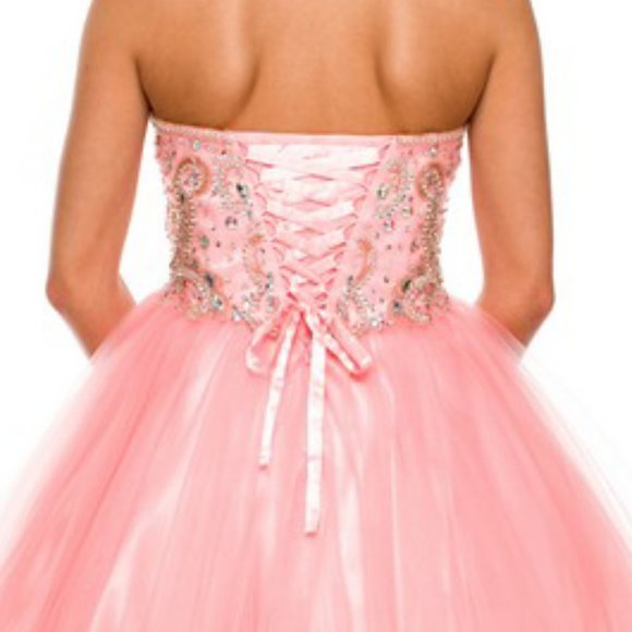 NEW OFF SHOULDER STRAPLESS BABY DOLL DRESS EMBROIDERED WITH RHINESTONES JT 751 - Picture 5 of 9